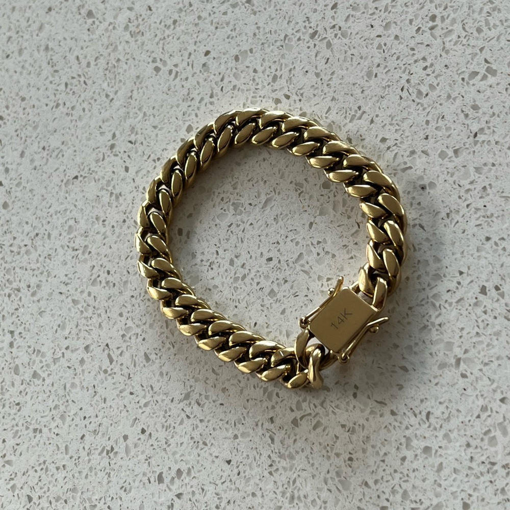 10mm 14k gold filled Miami cuban chain bracelet 8 inches around